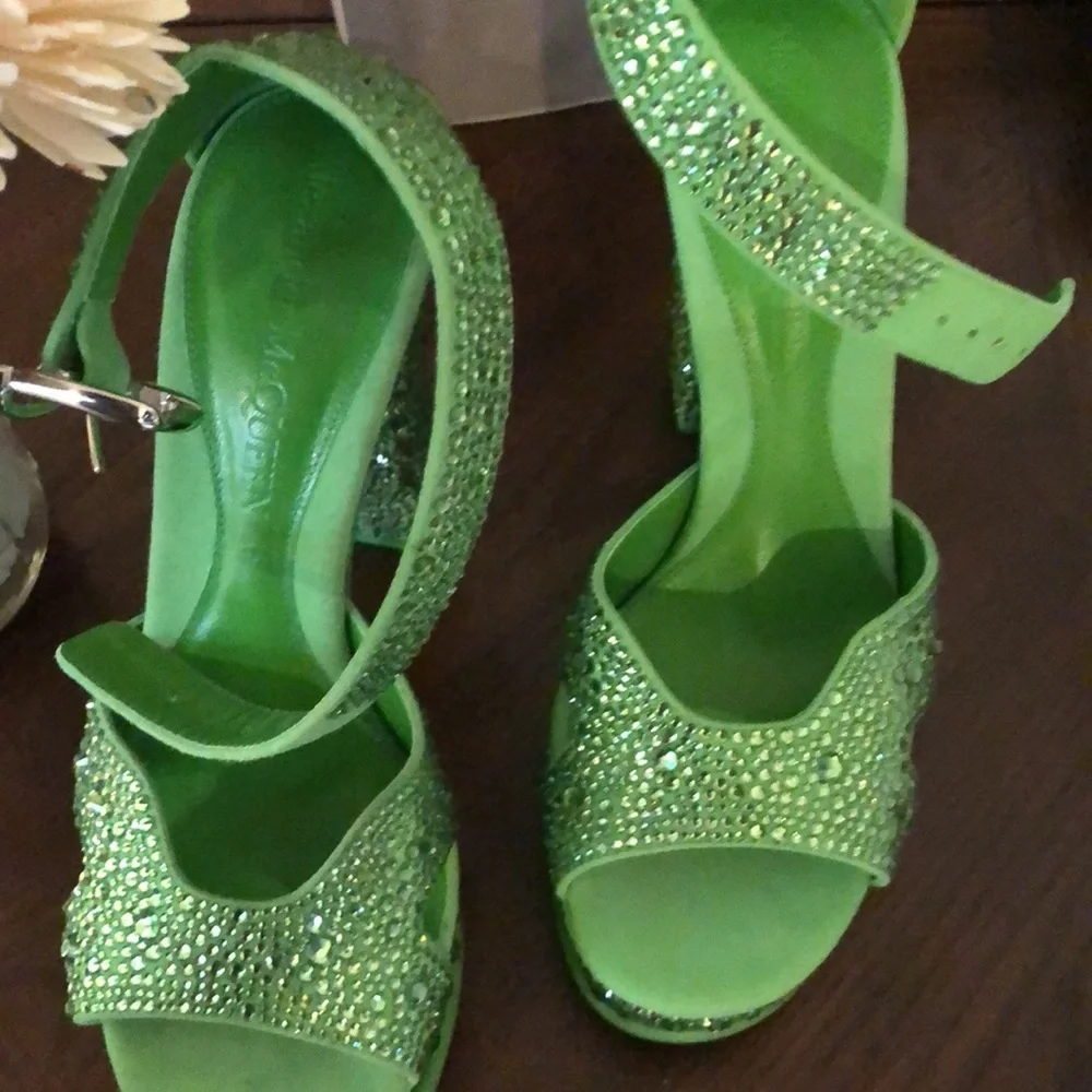 Alexander McQueen Crystal Platform sandals 135mm ! Stunning jade green !! - Picture 9 of 11